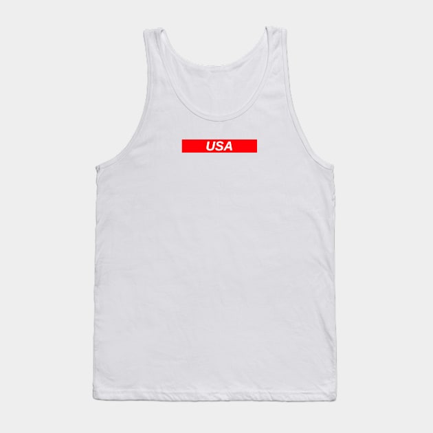 USA // Red Box Logo Tank Top by FlexxxApparel